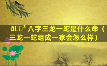 🌳 八字三龙一蛇是什么命（三龙一蛇组成一家会怎么样）